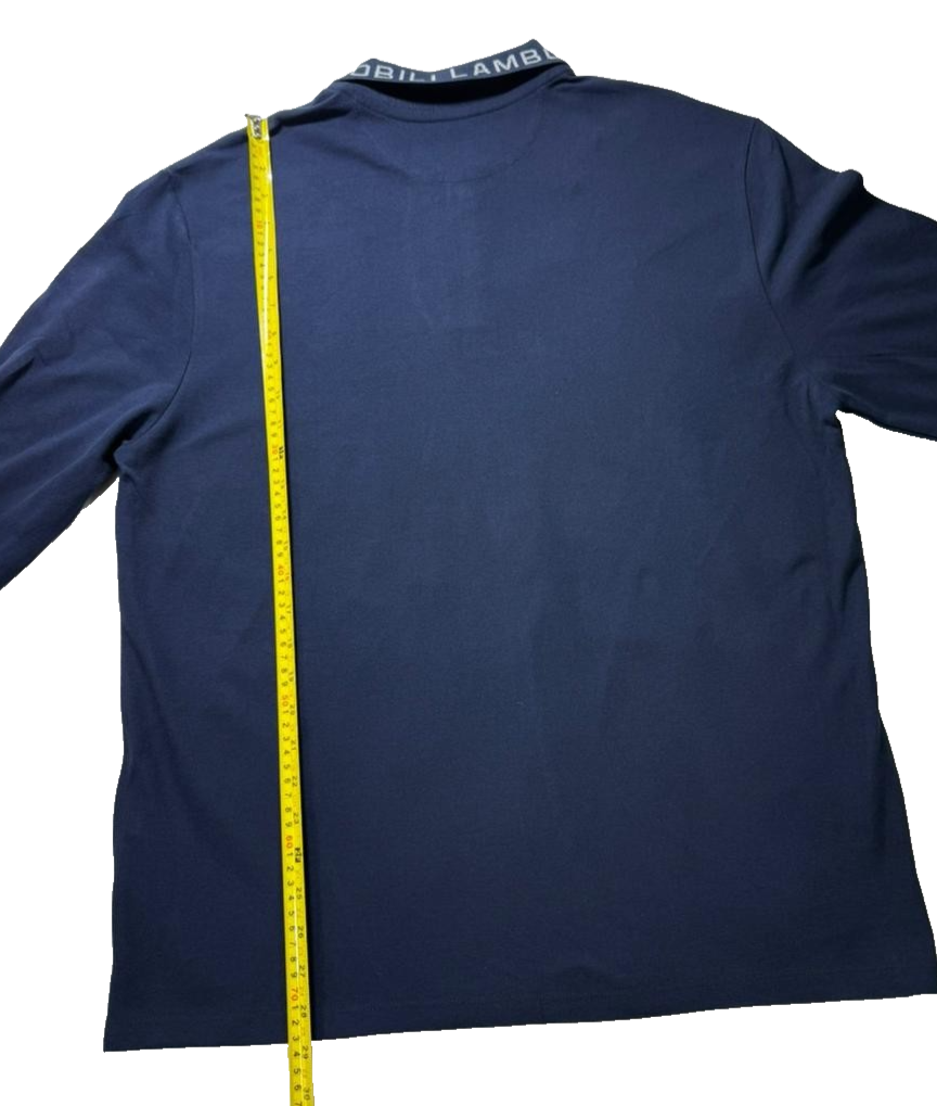 Automobili Lamborghini Men's Polo Navy Blue Long Sleeve Size XL Luxury Logo