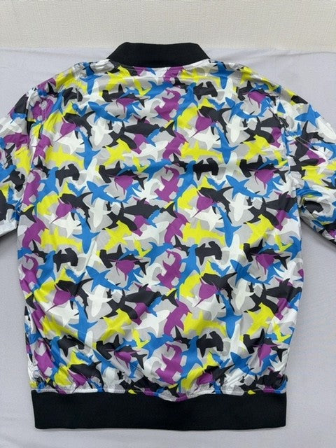 Trussardi Jeans Men's Multicolor Shark Print Bomber Jacket Zip Reg