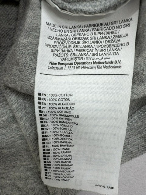 Nike Men's S Grey Cotton Short Sleeve Crew Neck Swoosh T-Shirt