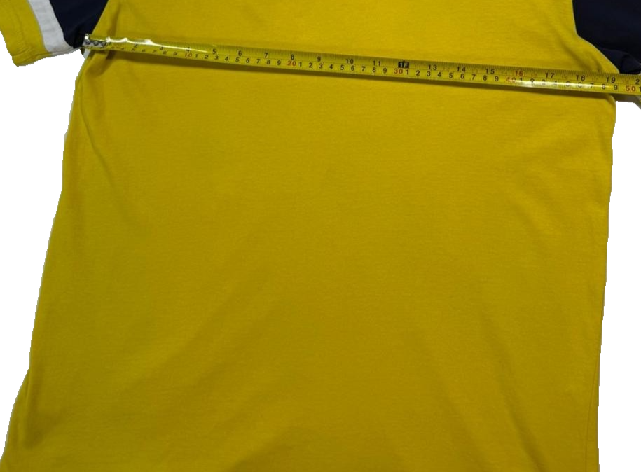 Fila Men's Mustard Yellow Crew Neck T-Shirt Embroidered Logo Colorblock Size S