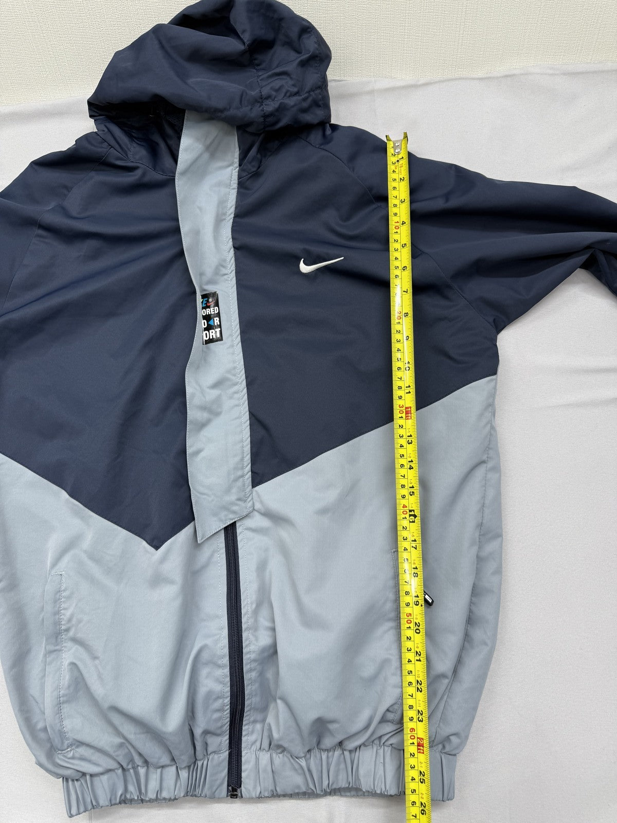 Nike Hooded Jacket XL Navy Gray Polyester Zip Color Block