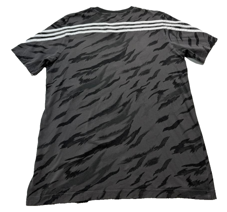 Men's Adidas Black And Grey Tiger Stripe Graphic T-Shirt Size Medium Tee Top