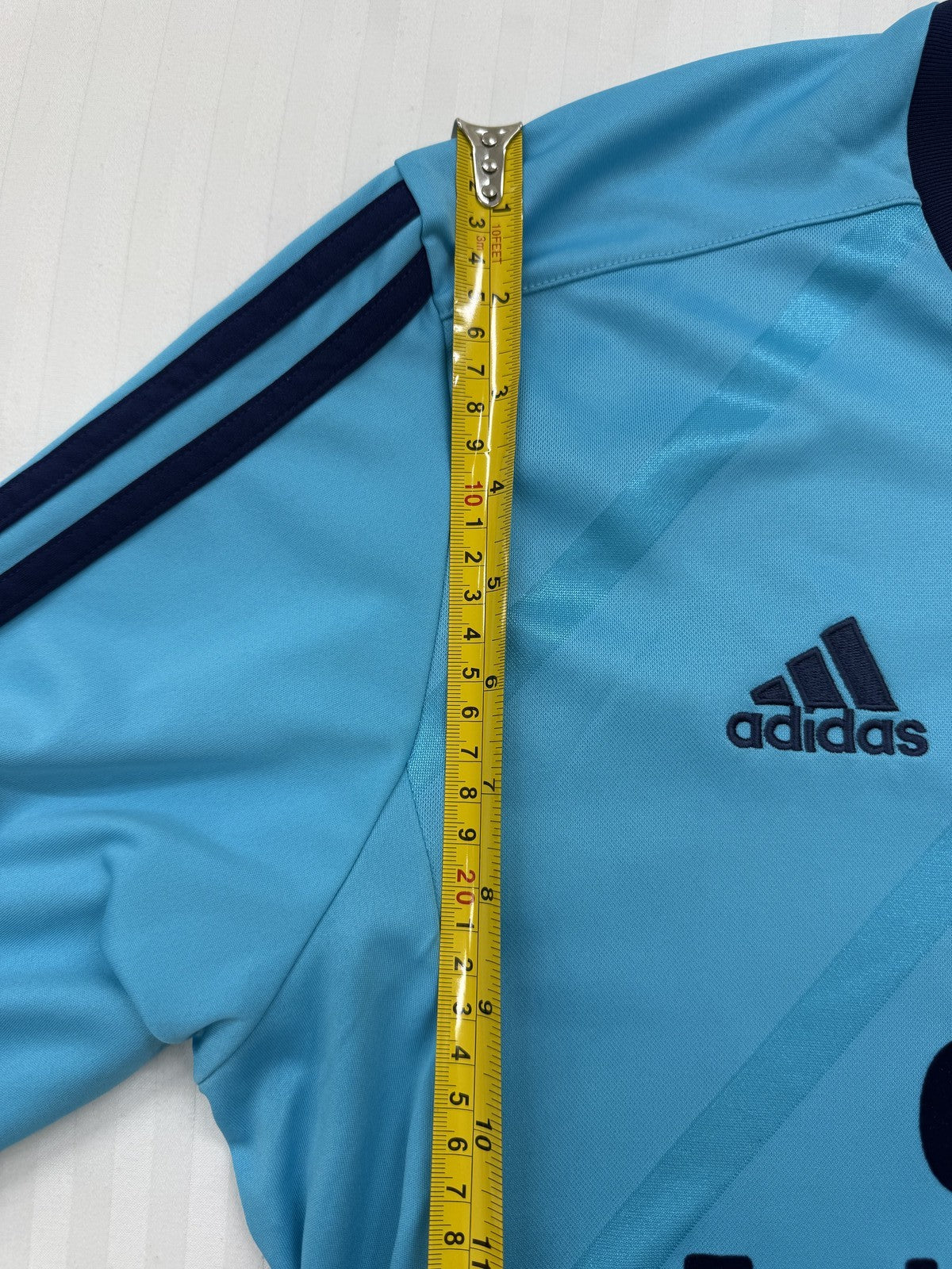 Adidas Men's Sky Blue Striped Soccer Jersey L Long Sleeve Vintage