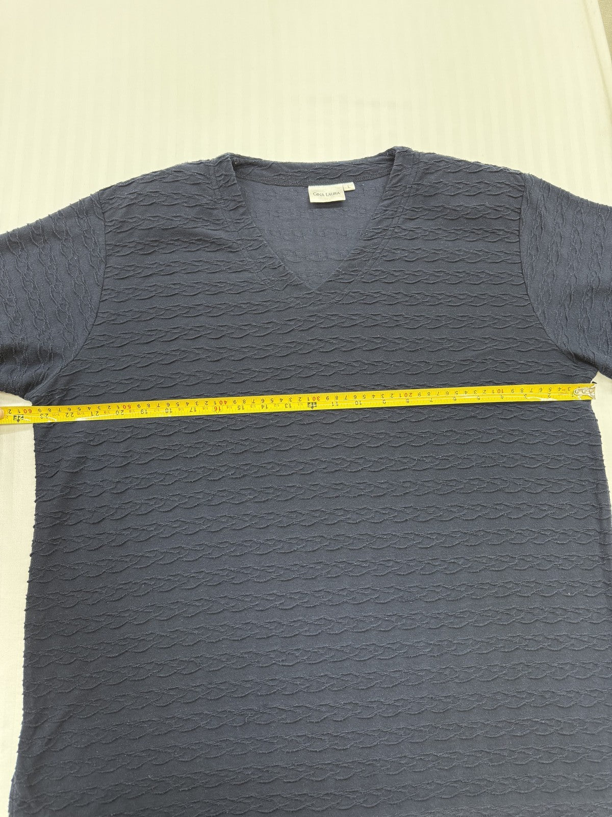 Gina Laura Women’s Navy V-Neck T-Shirt Size L Regular Fit