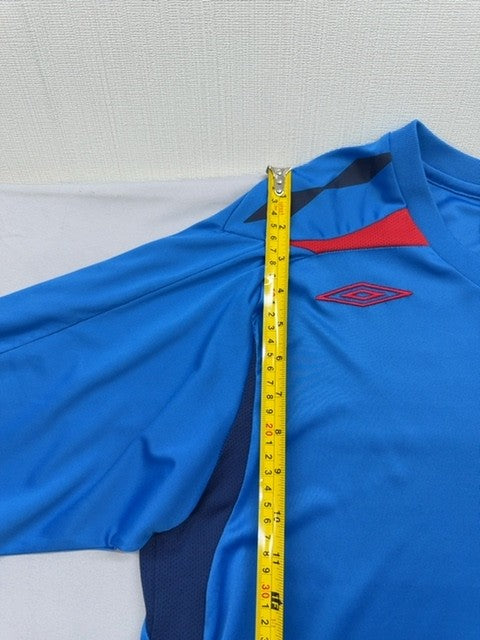 Umbro Men's Blue Soccer Field Jersey Short Sleeve Moisture Wicking Micro Mesh