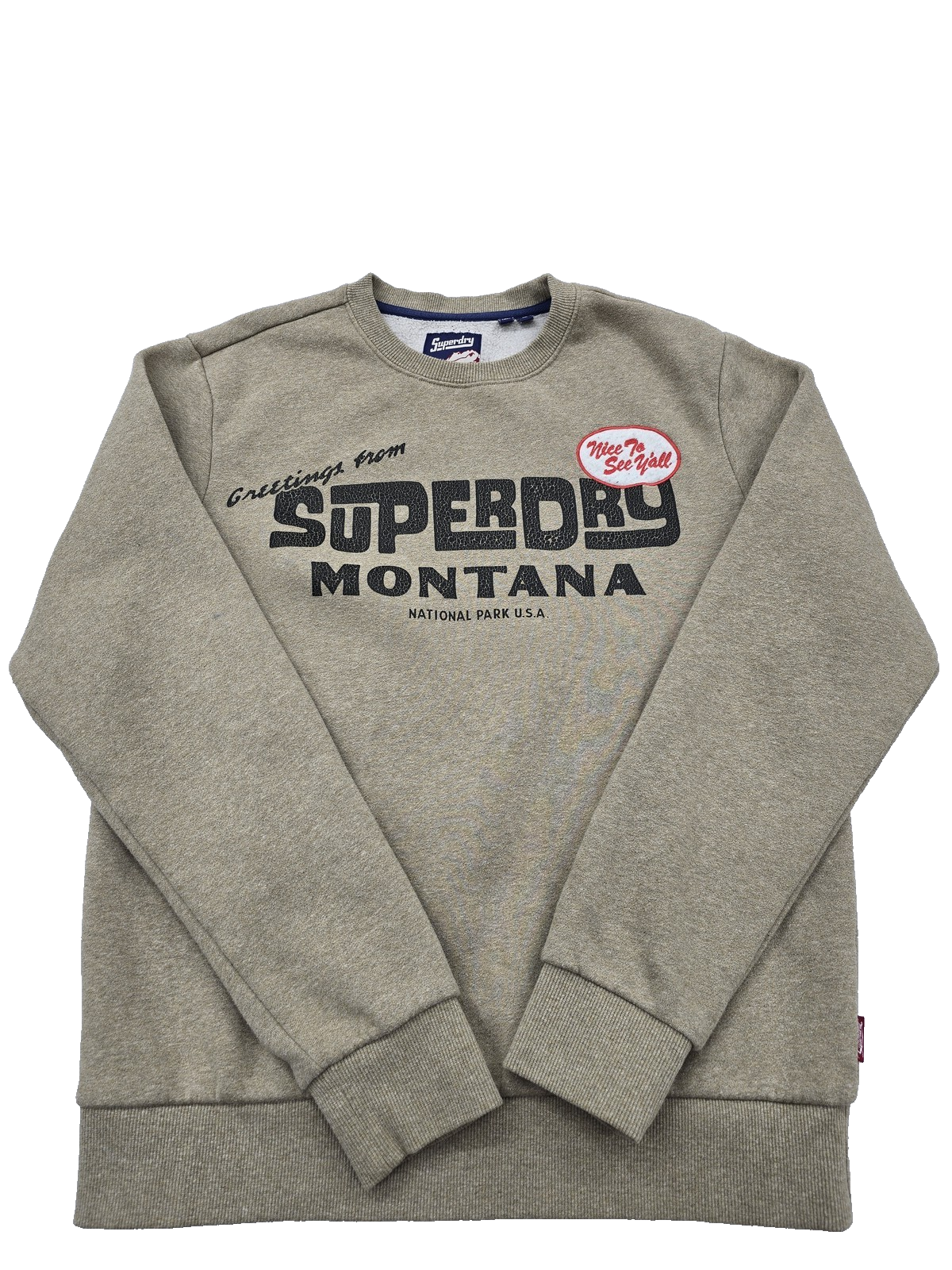 Superdry Men's Montana Grey Crewneck Graphic Sweatshirt M