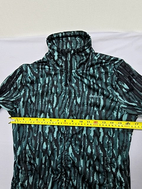 Adidas Unisex Green Zebra Full-Zip Hooded Track Jacket Size S