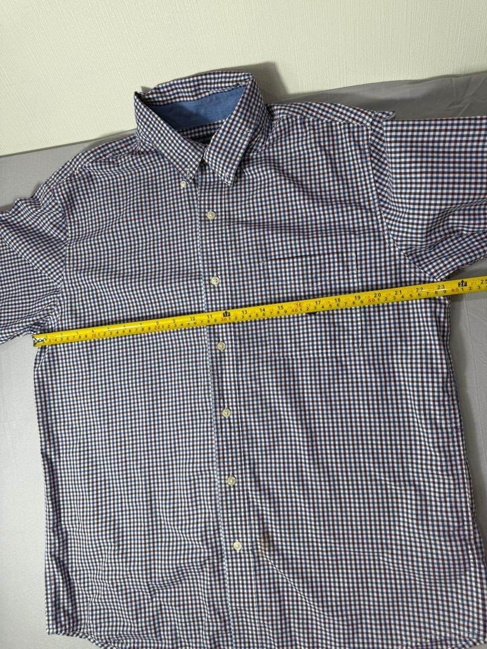 Chaps Men's Large Button Down Shirt Purple White Gingham Easy Care