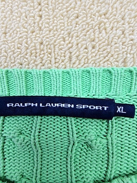 Ralph Lauren Sport Unisex Green Cable Knit Crewneck Sweater XL