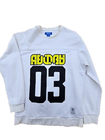 Adidas 3 Stripes White Fleece Sweatshirt Crewneck Regular Fit
