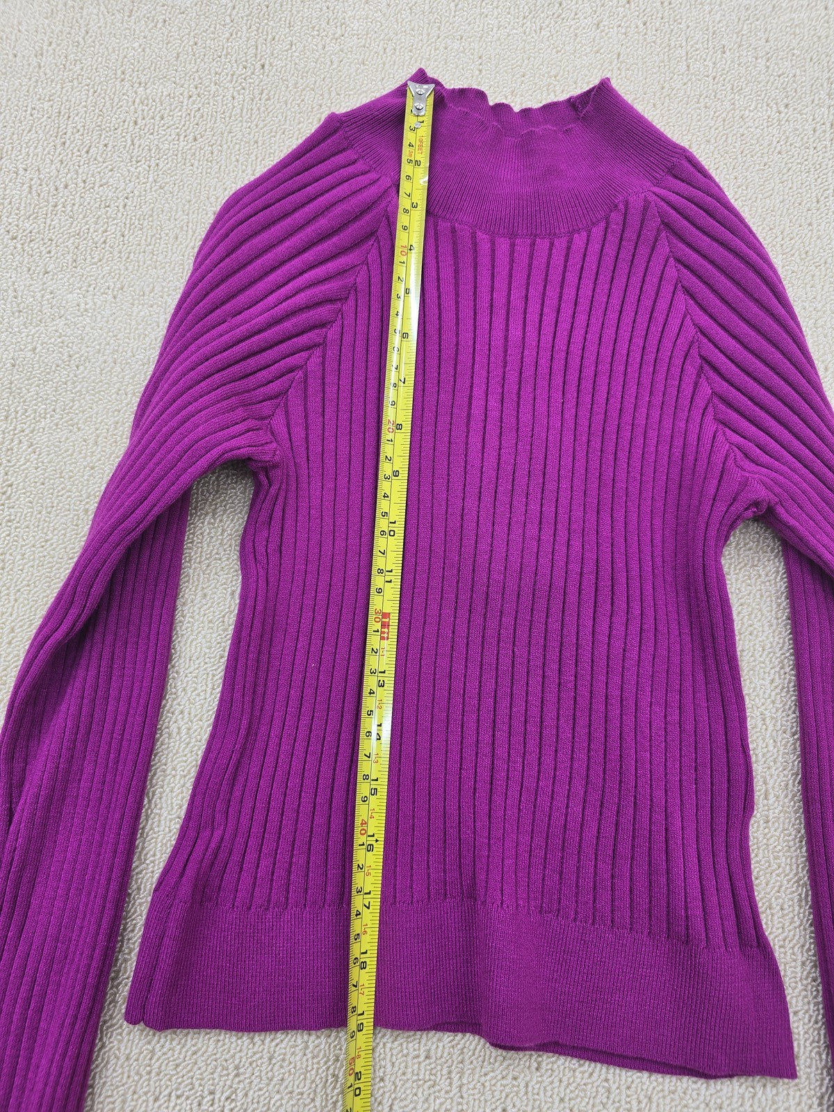 Noisy May Women's Purple High Neck Ribbed Knit Top M Cropped
