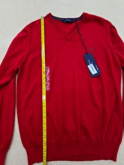 Harmont & Blaine Red V-Neck Long Sleeve Men's L Sweater