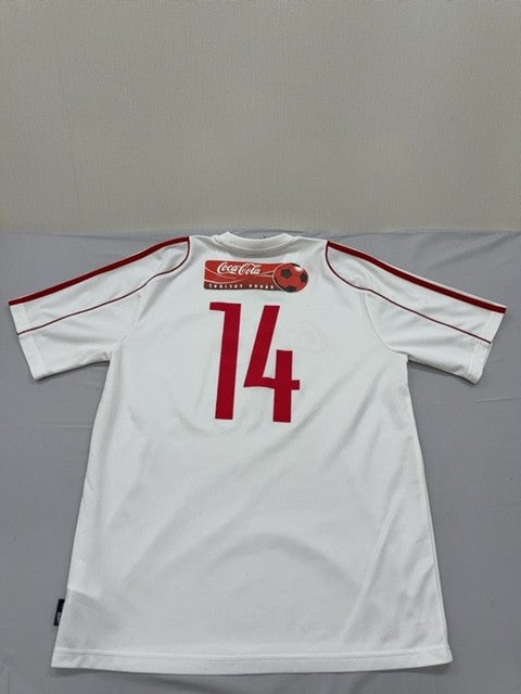 Adidas Men's White Soccer Jersey Size M Short Sleeve Red Stripes