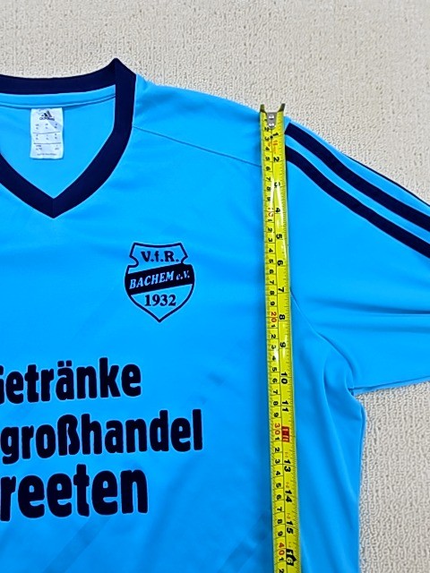 Adidas Men's Blue Striped Soccer Jersey XL V-Neck Long Sleeve #14