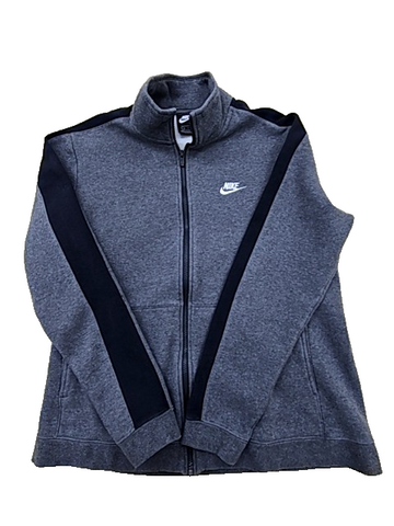 Nike Full Zip Fleece Hoodie L Grey Unisex Adult