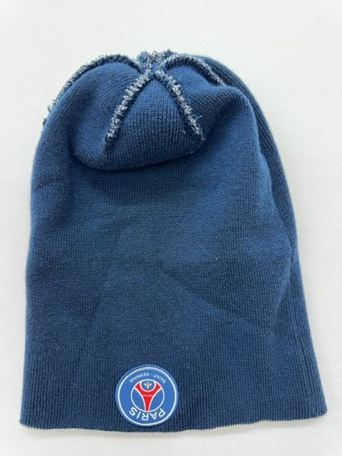 Nike Unisex Navy Pom Beanie One Size Knit Striped Cuff Logo