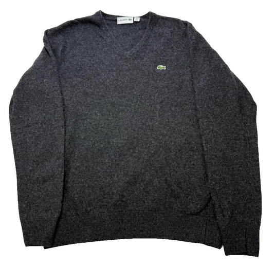 Lacoste Men's Gray Sweater – Size L, V-Neck