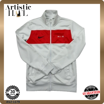 Nike Air Men's Activewear Jacket White/Red Sz S Zipper Poly