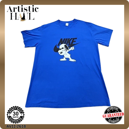 Nike Unisex Blue T-Shirt – Size 2XL, Embroidered, Short Sleeve