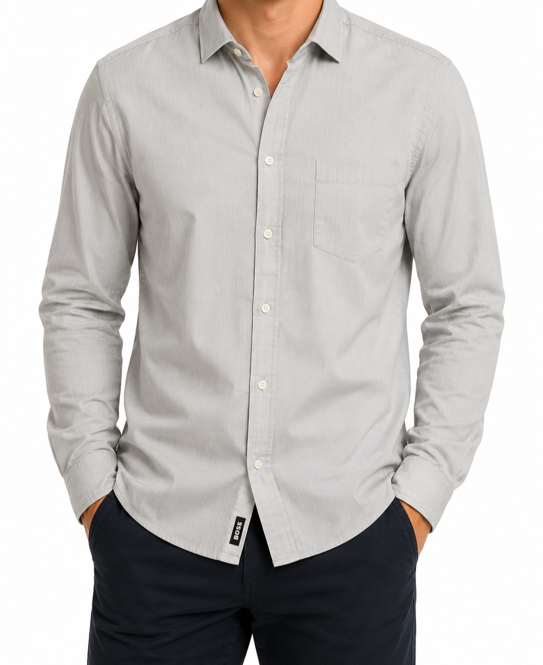 BOSS Men Gray Shirt size 40 product image 1