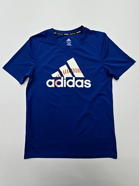 Adidas Boys Blue Logo T-Shirt Size 14/16 Tagless Regular