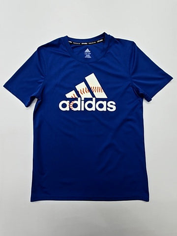 Adidas Boys Blue Logo T-Shirt Size 14/16 Tagless Regular