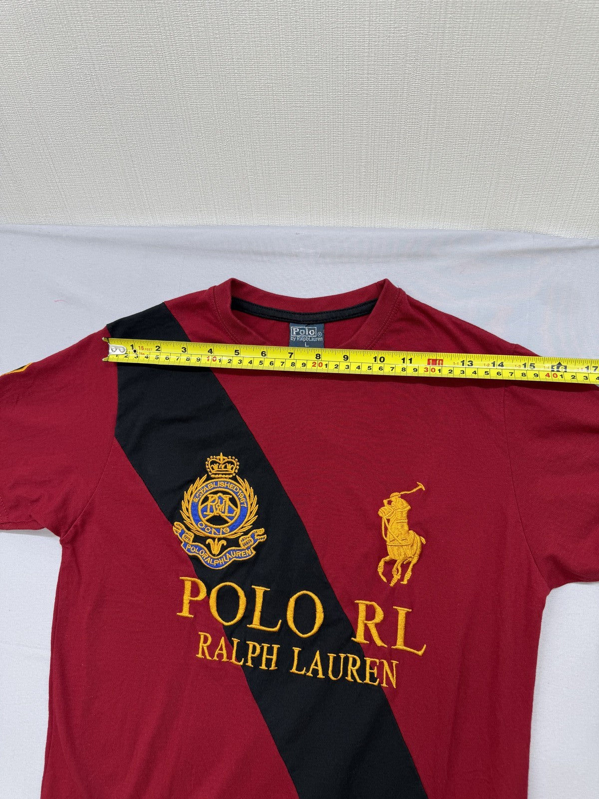 Polo Ralph Lauren Men's Red Striped Cotton T-Shirt Large