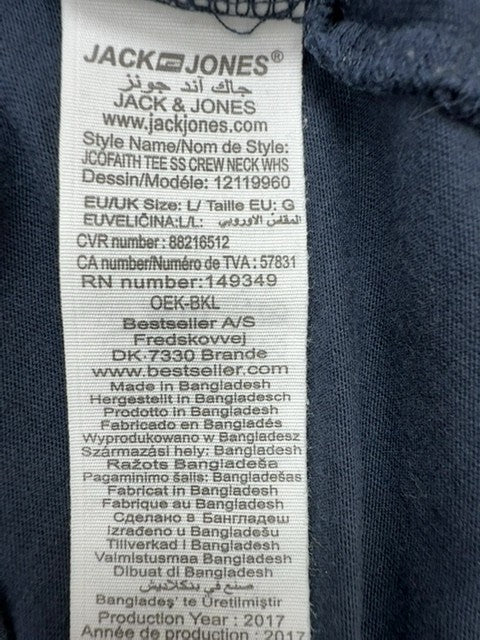 Jack & Jones Men Navy Blue Sports Graphic Tee Size L Regular