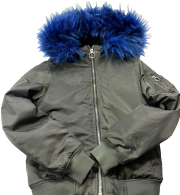 Pimkie Women Olive Green Bomber Parka Jacket Coat Faux Fur Hood Lined Size Xs