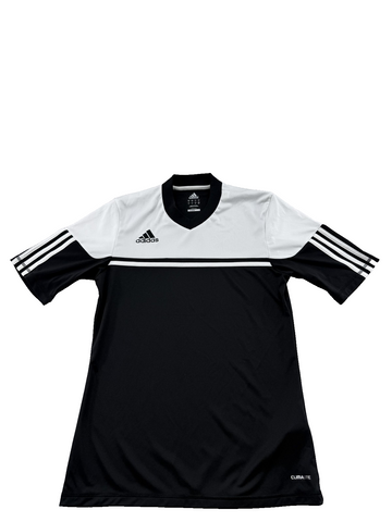 Adidas Black Striped Soccer Jersey Climalite Short Sleeve S