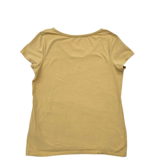 Primark Women's Yellow V-Neck Stretch T-Shirt Size 10/12 Short Sleeve
