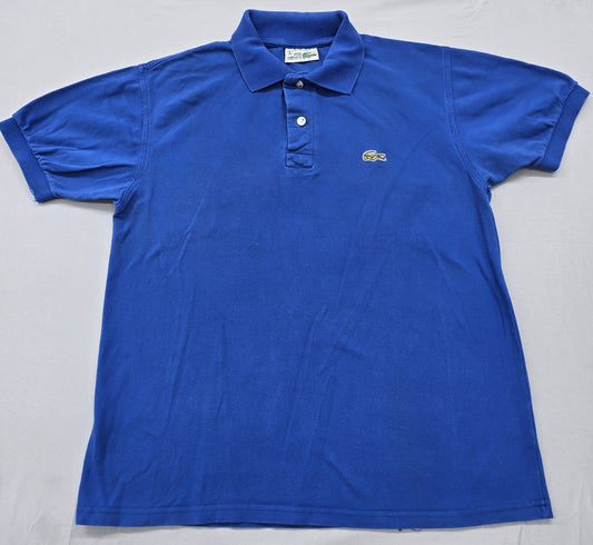 Vintage Lacoste Men's Blue Polo Shirt – Size L, Short Sleeve