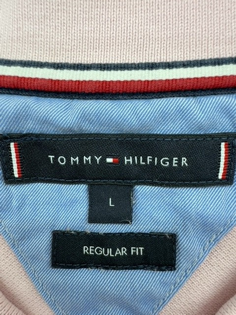 Tommy Hilfiger Pink Polo Shirt Men's Large Short Sleeve Cotton Blend