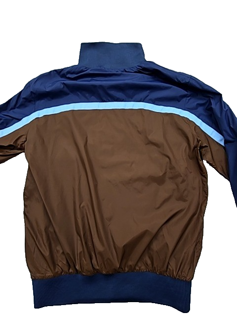 Ellesse Men's Track Jacket M Navy Brown Nylon Stripe Zipper