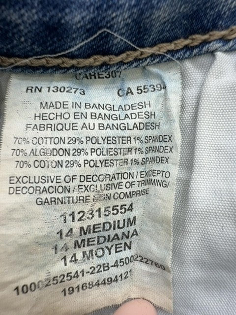 Lee Men's Blue Denim Short Mid Rise Size 14 Regular Fit Logo Patch