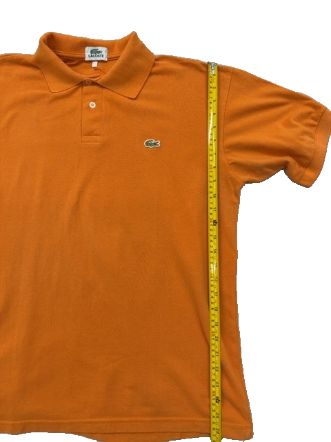 Lacoste Men's Orange Cotton Polo Shirt Short Sleeve Button Regular