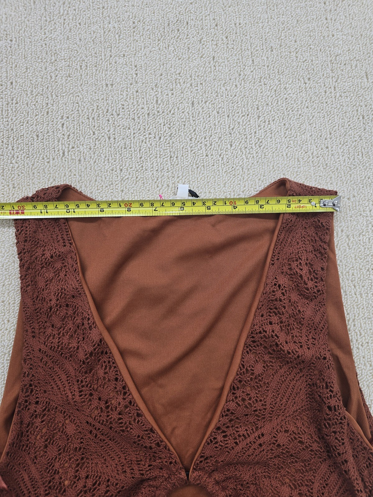 Melange x Kotn Rust Sleeveless Fringe Knit Dress L Women