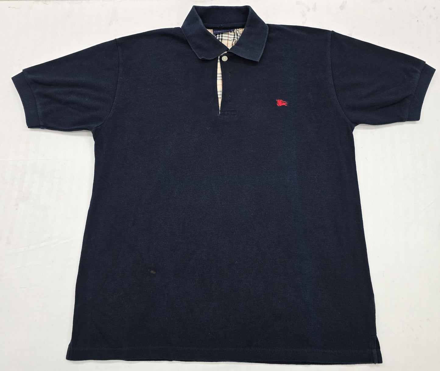 Burberry Men's Navy Short Sleeve Polo Shirt Size L Cotton
