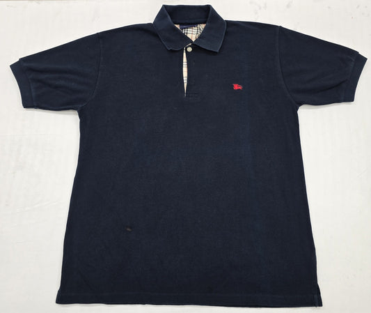 Burberry Men's Navy Short Sleeve Polo Shirt Size L Cotton