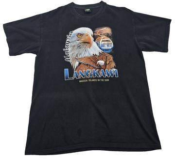 JM Men's XL Black Eagle Travel Cotton T-Shirt Short Sleeve Crewneck