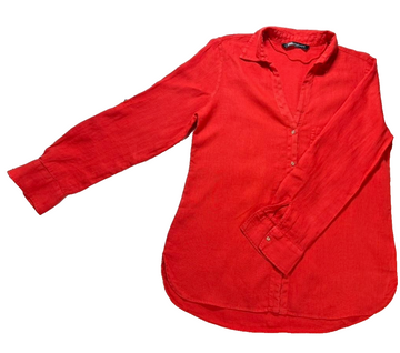 Zara Button Down Shirt For Women Roll Up Sleeves Collared - Size M