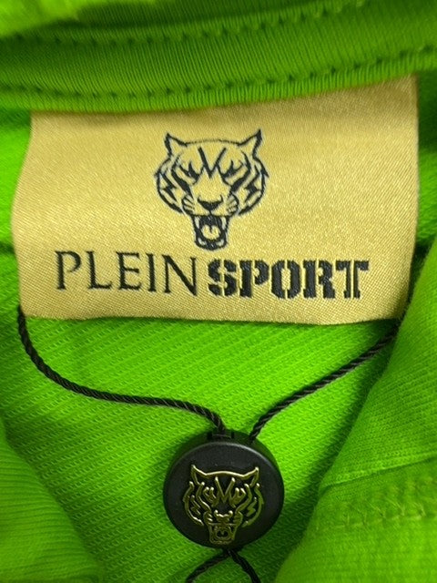 Plein Sport Green Fluo Tiger Pullover Hoodie L Cotton Long Sleeve