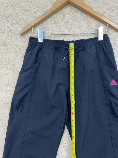 Adidas Women's Navy Track Pants Pink Stripes Side Pockets Size M