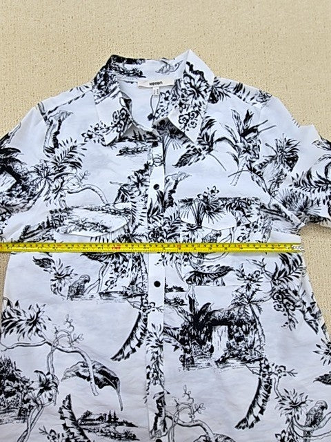 Koton Women's White Tropical Long Sleeve Cotton Shirt Size 38