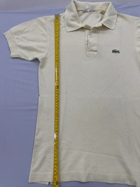 Lacoste Men's Cream Short Sleeve Polo Shirt Vintage France Croc Logo