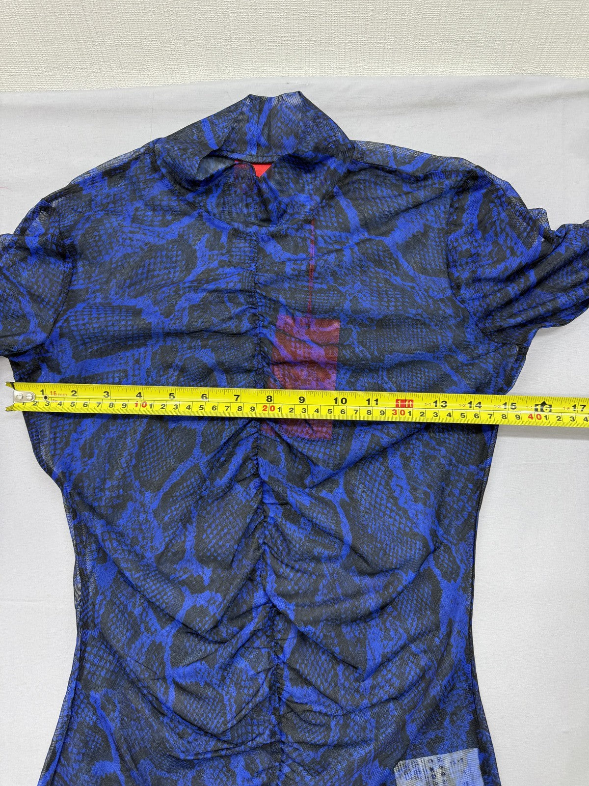 Hugo Boss Blue Snakeskin Mesh Long Sleeve Blouse S Women