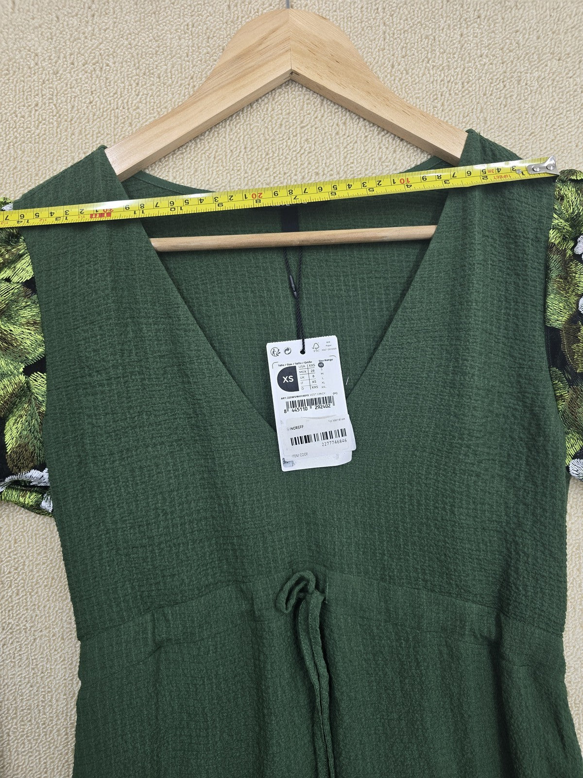 Lulu's Design XS Tiered Floral Olive Green Maxi Dress V-Neck Puff