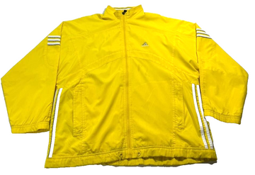 Vintage Yellow Polyester Adidas Track Jacket With A Full Zip Closure - Size S