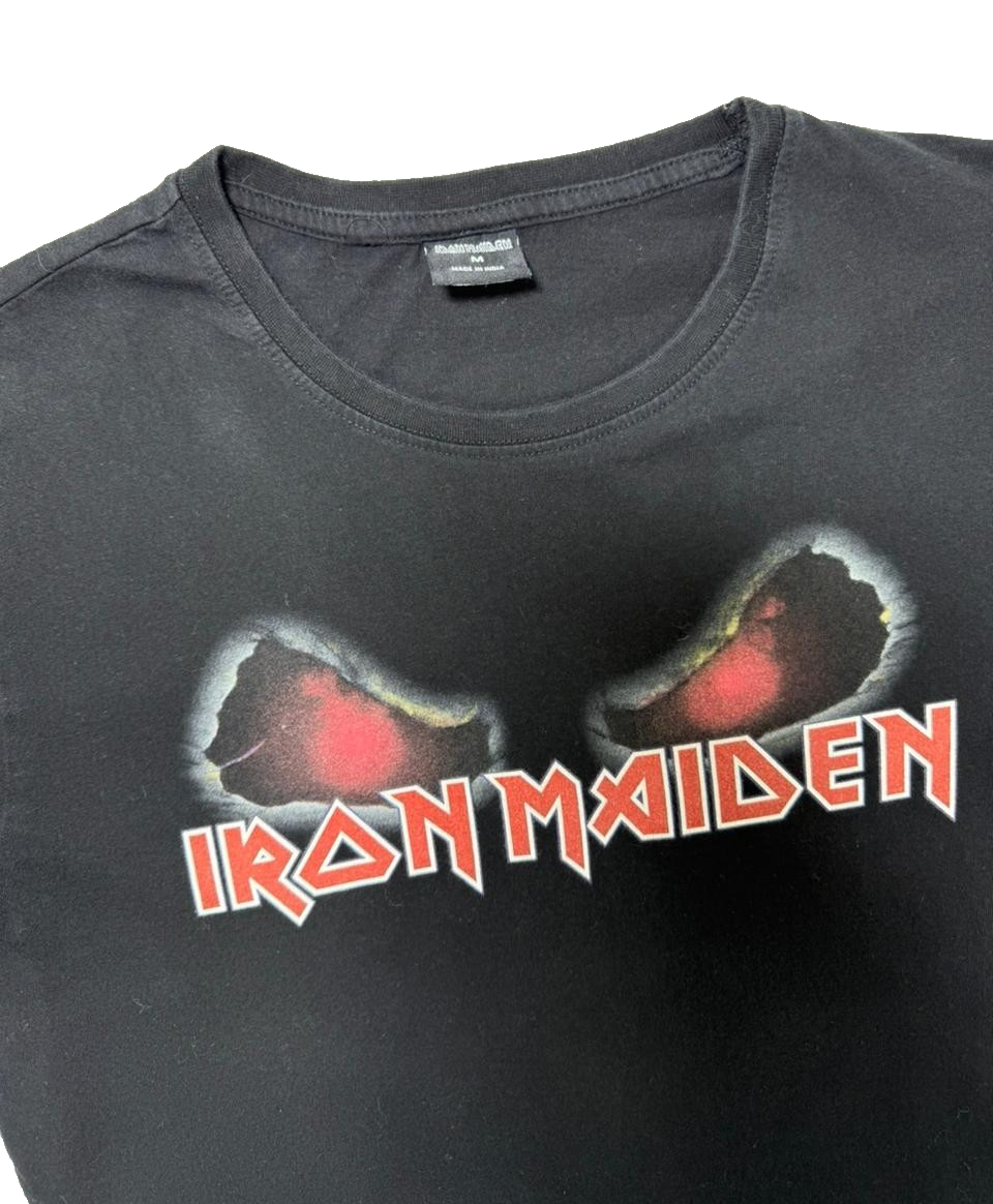 Iron Maiden Distressed Logo T-Shirt Black Men's Size M