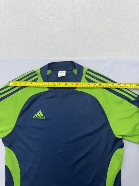 Adidas Men's XL Navy Green Striped Soccer Jersey Short Sleeve